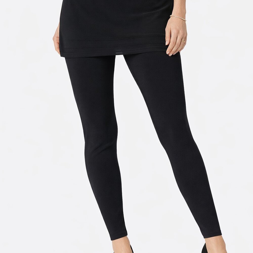 Joseph Ribkoff Black Skirted Leggings Size 14 Pull-On Slim Stretch Pants